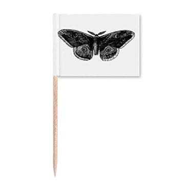 Imagem de Pipa de borboleta preta Art Deco presente moda palito de bandeira marcador decoração de festa