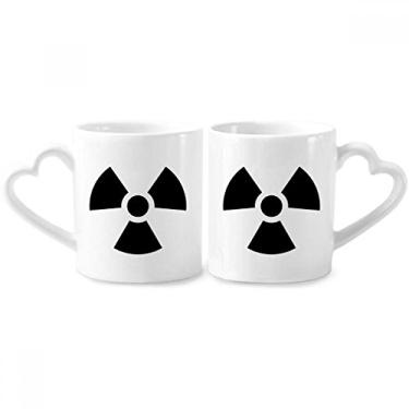 Imagem de Conjunto de canecas de porcelana para casal, padrão de radiação tóxica perigosa química, xícara de cerâmica para amantes, alça de coração