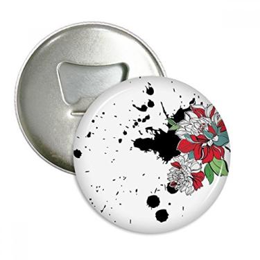 Imagem de Tinta aquarela, flor, planta, peônia, abridor de garrafas, ímã de geladeira, emblema multifuncional