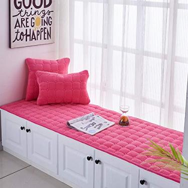 Imagem de Tapetes de área para janela saliente antiderrapante lavável tapete macio coral veludo tapete quadriculado decorativo sala de estar quarto infantil sala de estudo sofá de cabeceira varanda, rosa vermelha, 70 * 150 cm