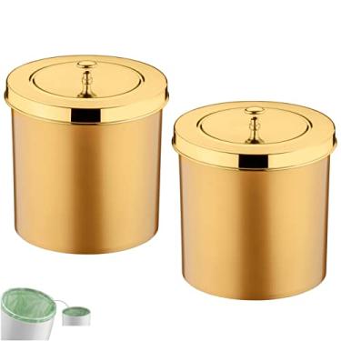 Imagem de Kit 2 Lixeira 5 Litros Tampa Cesto De Lixo Dourado Para Banheiro Pia Cozinha- Future - Dourado