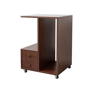 Imagem de KIZQYN Suporte de impressora de madeira maciça PC Host suporte base de piso multicamadas bandeja móvel prateleira impressora rack de chassi de mesa impressora de mesa (cor: d)