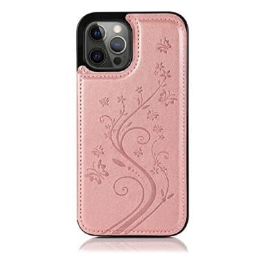 Imagem de Estojo de couro com estampa de borboleta para iPhone 5 5S 6 6S 7 8 Plus X XR XS Max SE2020 SE2022 11 12 Pro Max 13 Pro Max 14 Pro Max, ouro rosa, para iPhone 6 (6S) Plus