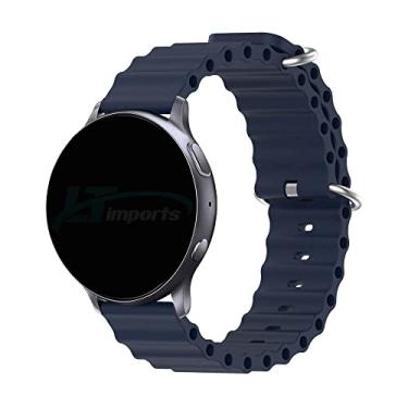 Imagem de Pulseira 20mm Ondas compativel com Samsung Galaxy Watch Active 2 44mm e Active 40mm - Galaxy Watch 3 41mm - Galaxy Watch 42mm - Amazfit Bip - Amazfit GTS - Marca LTIMPORTS (Azul)