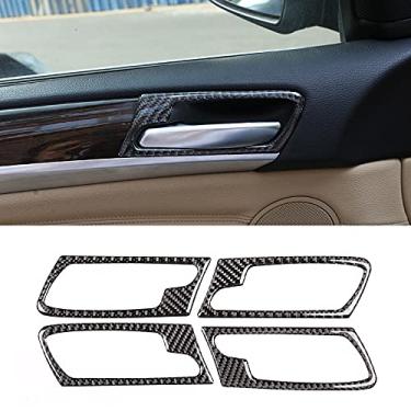 Imagem de JIERS Para BMW X5 E70 X6 E71 2008-2013, acessórios adesivos de moldura de maçaneta interna de porta de carro de fibra de carbono