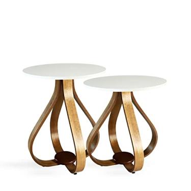 Imagem de Kit Mesas Laterais De Canto Pés Cebola Cor:Branco