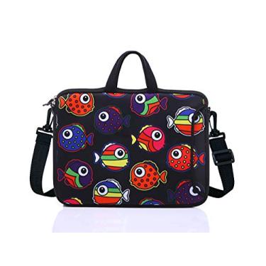 Imagem de YIDA – Capa de ombro e bolsa de tablet para laptop de 10 polegadas para a maioria dos iPad/notebook/eBook/leitores de 25 cm 25,4 cm 25,4 cm 25,4 cm, Black Red Fish, 9.7Inch/10Inch/10.1Inch/10.2Inch