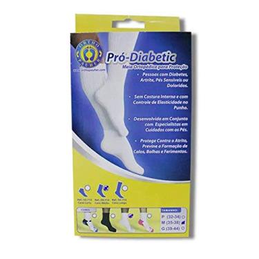Imagem de Meia Ortopédica para Proteção Pro-Diabetic, Ortho Pauher, Branco, Grande
