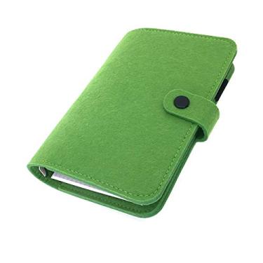 Imagem de A6 / A5 Capa de feltro de 6 furos redondo com vista de anel Pasta de arquivo para protetores de folha solta (Green 17, A6 mini set)