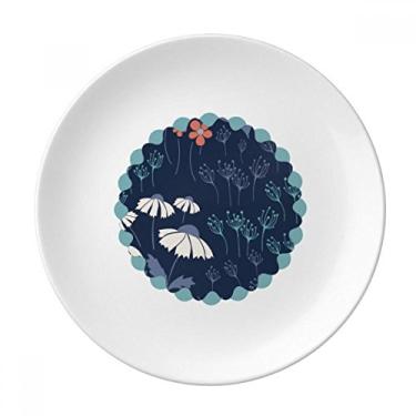 Imagem de Prato de tinta de plantas em pó azul com flor decorativa de porcelana Salver louças de jantar