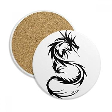 Imagem de Caneca de porta-copos Dragon Animal Art Grain Contorno de grão Caneca de mesa Pedra absorvente de proteção de mesa