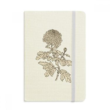Imagem de Caderno de plantas, preto, branco, crisântemo, capa dura oficial, diário clássico