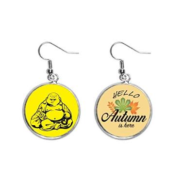 Imagem de Brinco com pingente de folha de outono Barefoot Daisen Monk Fat Blessing