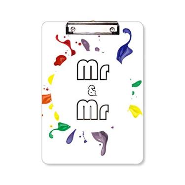 Imagem de LGBT Placa de apoio para prancheta Mr & Mr com bandeira de arco-íris A4