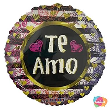 Imagem de BALAO MET STANDARD TE AMO LINHAS E FLORES 01x01 UN