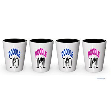 Imagem de Copo de shot Poodle Dad and Mom – Presentes para casais de poodle (4, casais)