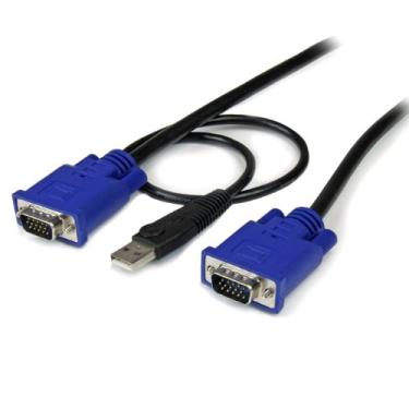 Imagem de StarTech. com Cabo KVM USB Ultra Fino 2 em 1 de 4,5 m - Cabo de vídeo/USB - USB, HD-15 (VGA) (M) para HD-15 (VGA) (M) - 4,5 m - preto - SVECONUS15