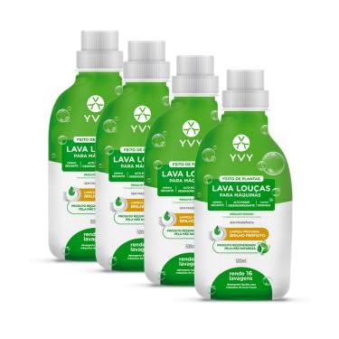 Imagem de YVY Kit 4 Detergente Lava Louças para Máquina Sem Fragrância - Kit Limpeza Natural, Produtos de Limpeza, Dispensa Secante - Vegano, Hipoalérgico, Cruelty Free - Rende 64 Lavagens – 2L Total