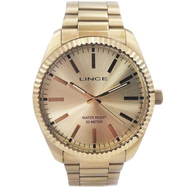 Imagem de Relógio LINCE masculino analógico dourado MRGH191L46 C1KX