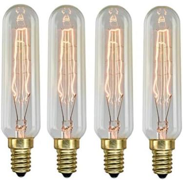 Imagem de Lâmpada De Filamento De Tubo De Luz Decorativa Vintage E14 40 W T25 Retrô Branca Quente Regulável Decorativa Incandescente 2200 K Edison Lâmpada De Tungstênio 220-240 V,4 PCS,Hilarious123