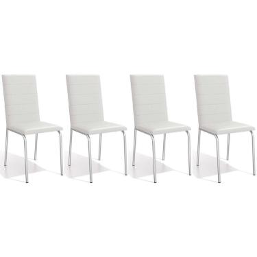 Imagem de Cadeiras De Cozinha Amsterdã C091 Kit 4 Un Cromada - Assento Branco 106 - Kappesberg