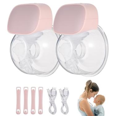 Imagem de Bomba tira leite elétrica vestível, 2 peças, silenciosa, invisível, mãos livres, 2 modos, 5 níveis ajustáveis com flange de 24 mm para viagens em casa