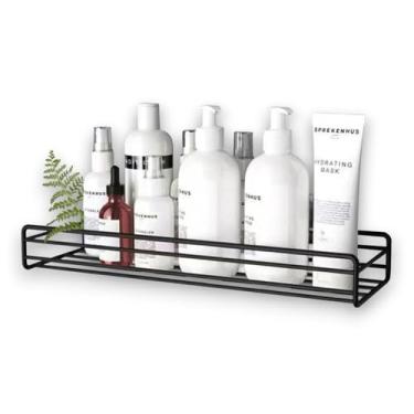 Imagem de Organizador Multiuso Adesivo para Parede: Suporte Retangular para Shampoo, Sabonete, Condicionador - Ideal para Banheiro, Cozinha e Casa - Preto e Branco - NEXUS MARKET (2, Preto)