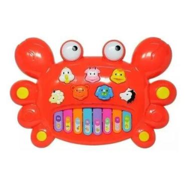 Imagem de Brinquedo Piano Teclado Infantil Caranguejo Emite Som E Luz Vermelho -