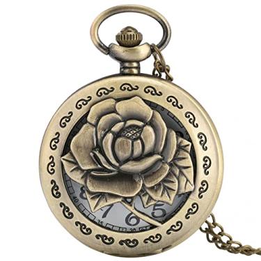Imagem de TORALF Flores Design Colar Watch Fob Corrente Pingente Relógio de Bolso Relógio Quartzo Relógio