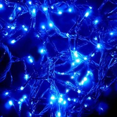 Imagem de Pisca Pisca Natal Led 100 Lâmpadas Azul 8 Funções 220V Fio  Transparen