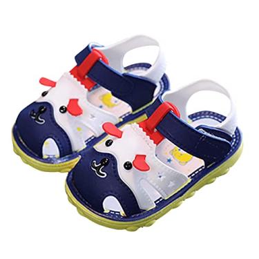 Imagem de Sandálias de verão para meninos e meninas, sandálias de cachorro com bico fechado, sola de borracha premium, sapatos sociais para meninas, Azul, 6.5 Toddler