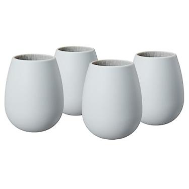 Imagem de Copos de vinho inquebráveis de silicone sem haste | Conjunto de 4 | Copos reutilizáveis e inquebráveis para vinho, água, coquetéis, taça de champanhe para festas, acampamento, praias, barcos - (cinza