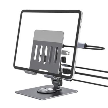 Imagem de DOLASEV Suporte de hub USB C 7 em 1, estação de ancoragem para tablet iPad com HDMI 4K 30HZ, AUX de 3,5 mm, USB-A 3.0, 2 USB-A 2.0, compartimentos para cartão SD/TF, host (5G), carregamento PD de 100