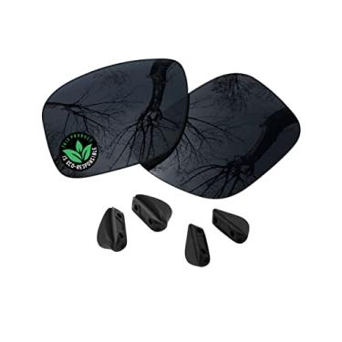 Imagem de Raydi Lentes de reposição de policarbonato e protetores de nariz para óculos de sol retangulares Oakley Drop Point OO9367 - preto sólido - polarizado