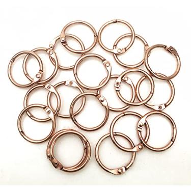 Imagem de COMOK 20 anéis de livro de 25 mm de metal com folhas soltas para fichário com fivela articulada, álbum de recortes, caderno de esboços, álbum de fotos, faça você mesmo, ouro rosa