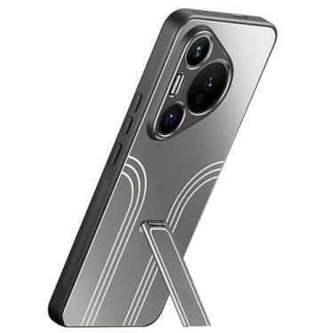 Imagem de LTLMYDAM Capa de metal para Huawei Pura 70 Ultra/70 Pro/70 Pro+/70, com suporte oculto, capa protetora traseira rígida fosca à prova de choque, cinza, 70