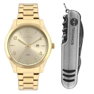 Imagem de Kit Relógio Dourado Technos Steel 2115Mrcs/K4X