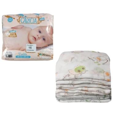 Imagem de FRALDA DE PANO DE BEBÊ 100% ALGODÃO COM 15 UNIDADES (bege)