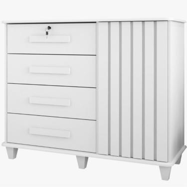Imagem de Cômoda RV Móveis Grécia com 4 gavetas e sapateira largura de 1,20 metros Branco