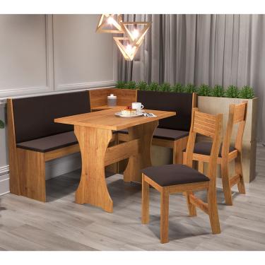 Imagem de Canto Alemão Fritz Com 2 Cadeiras Brisa Cobre/Bombom - Casa Giulia