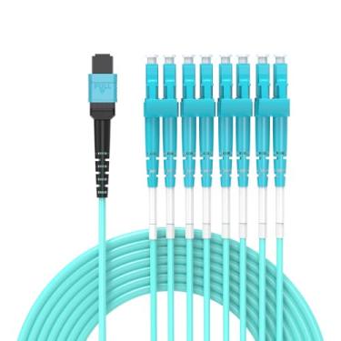 Imagem de Jeirdus 1M MPO/MTP para 8 x LC (4 Duplex) 8 fios cabo breakout, QSFP 40GBase-SR4, OM3 Fanout cabo de fibra óptica - Aqua, 1 metro