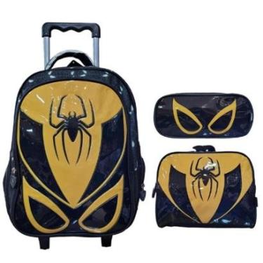 Imagem de Kit Mochila Yins Escolar De Carrinho Infantil Menino + Lancheira + Estojo Kit 3D Spider...