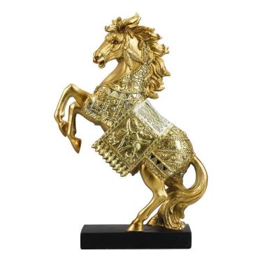 Imagem de Enfeite Resina Hipismo Cavalo Dourado Realista Grande  33cm 