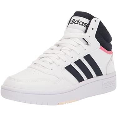 Imagem de adidas Sapato de basquete feminino Hoops 3.0 Mid, Branco/lenda/tom rosa, 10