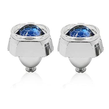 Imagem de 2.5Inch Honeycomb Azul Revestimento Projetor Lente com White & Yellow Shrouds Decoração Fit para H1 H4 H7 Car Retrofit Acessórios Styling