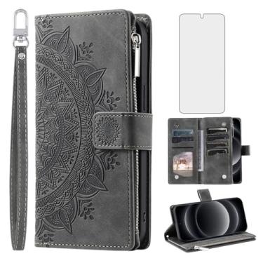 Imagem de Asuwish Capa de celular para Xiaomi 14 Ultra 5G com protetor de tela de vidro temperado alça de pulso mandala flor de couro flip zíper suporte para cartão de crédito suporte celular Mi 14Ultra