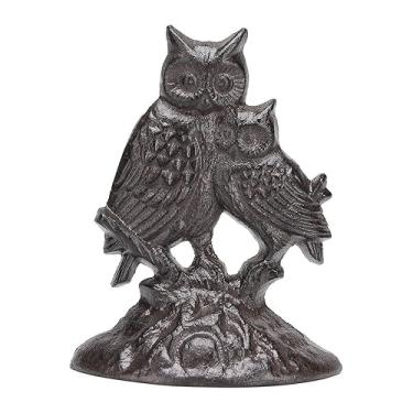 Imagem de BRASSTAR Batente de porta animal de ferro fundido em forma de duas corujas Suporte de janela de porta resistente Home Office Shop Decoração prática TQGJPT512