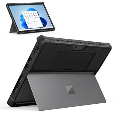 Imagem de MoKo Capa para tablet Microsoft Surface Pro 8 de 13 polegadas com tela sensível ao toque versão 2021 – Capa protetora robusta multifuncional com alça de mão e compatível com teclado tipo capa, preta