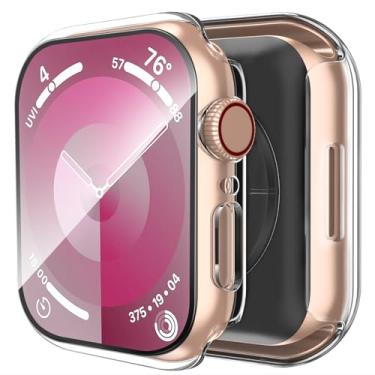 Imagem de Capa Smiling compatível com Apple Watch SE 3 (2025)/SE 2/SE/séries 6/5/4 de 40 mm com película de vidro temperado, cobertura protetora total de policarbonato rígido, 2 unidades, transparente