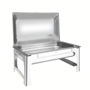 Imagem de Rechaud Retangular 1 Cuba 9 L em Aço Inox Banho Maria Tampa Removível Cuba GN Tramontina 61040/213